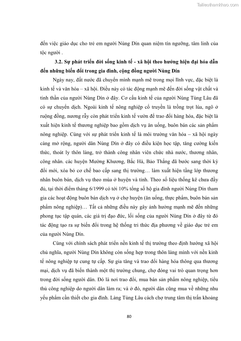 Luận văn thạc sĩ dân tộc học Tri thức địa phương về giáo dục trẻ em của người Nùng Dín ở thôn Tùng Lâu, Xã Tung Chung Phố, Huyện Mường Khương, tỉnh Lào Cai - 8 Trang 86