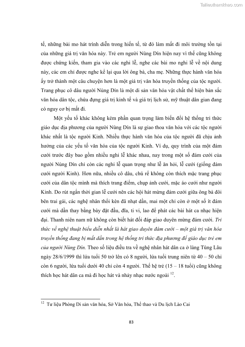 Luận văn thạc sĩ dân tộc học Tri thức địa phương về giáo dục trẻ em của người Nùng Dín ở thôn Tùng Lâu, Xã Tung Chung Phố, Huyện Mường Khương, tỉnh Lào Cai - 8 Trang 89