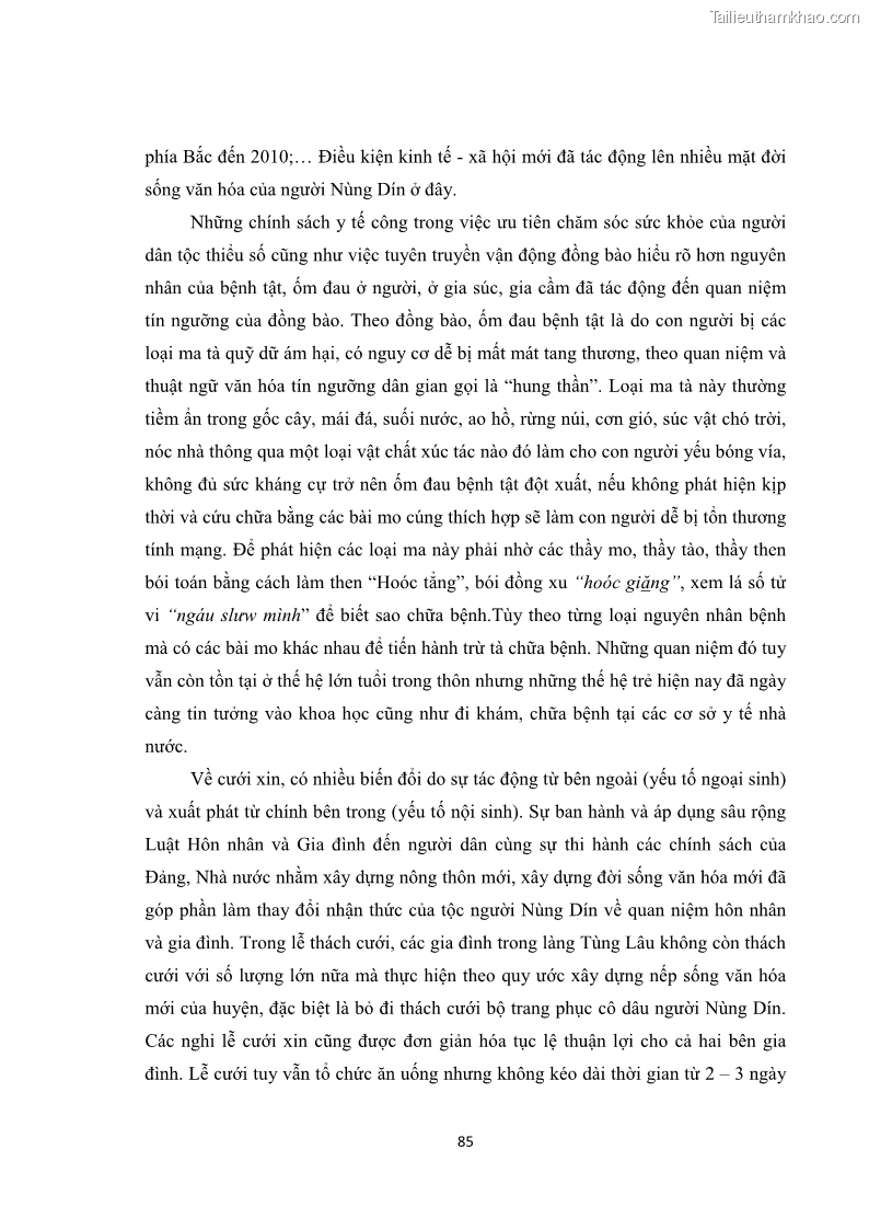Luận văn thạc sĩ dân tộc học Tri thức địa phương về giáo dục trẻ em của người Nùng Dín ở thôn Tùng Lâu, Xã Tung Chung Phố, Huyện Mường Khương, tỉnh Lào Cai - 8 Trang 91
