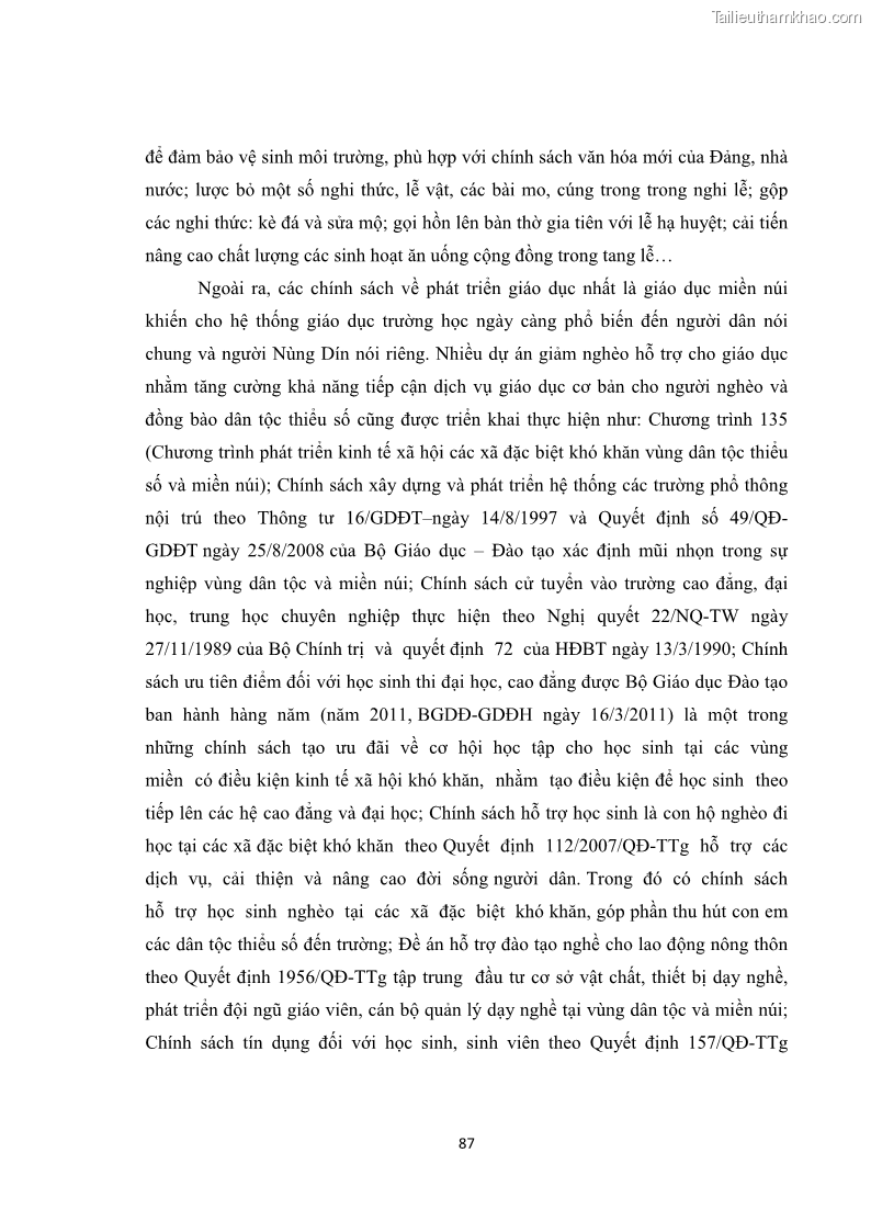 Luận văn thạc sĩ dân tộc học Tri thức địa phương về giáo dục trẻ em của người Nùng Dín ở thôn Tùng Lâu, Xã Tung Chung Phố, Huyện Mường Khương, tỉnh Lào Cai - 8 Trang 93