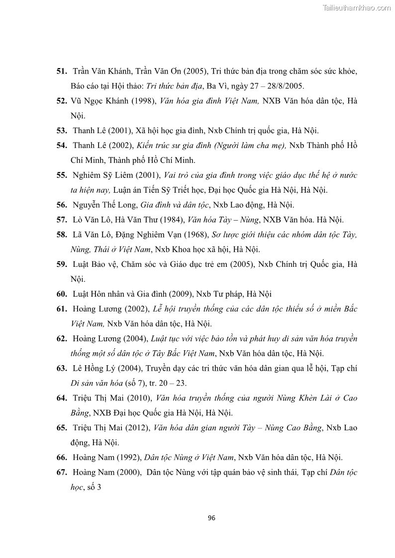 Luận văn thạc sĩ dân tộc học Tri thức địa phương về giáo dục trẻ em của người Nùng Dín ở thôn Tùng Lâu, Xã Tung Chung Phố, Huyện Mường Khương, tỉnh Lào Cai - 9 Trang 102