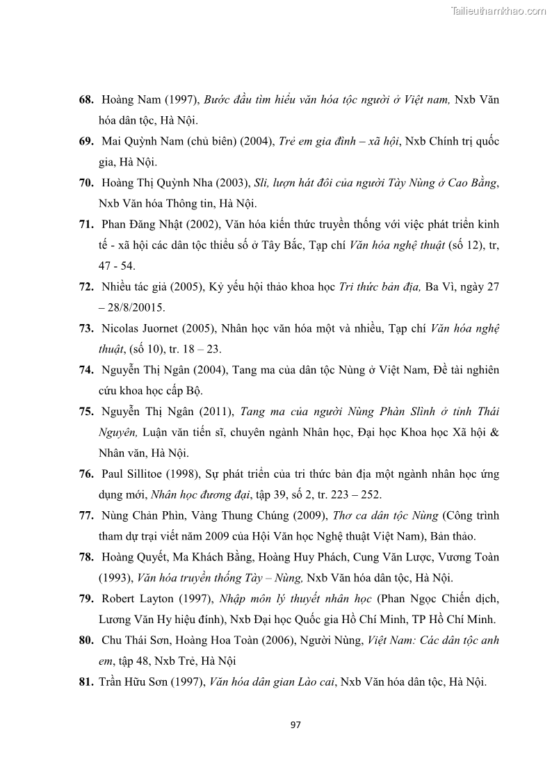 Luận văn thạc sĩ dân tộc học Tri thức địa phương về giáo dục trẻ em của người Nùng Dín ở thôn Tùng Lâu, Xã Tung Chung Phố, Huyện Mường Khương, tỉnh Lào Cai - 9 Trang 103