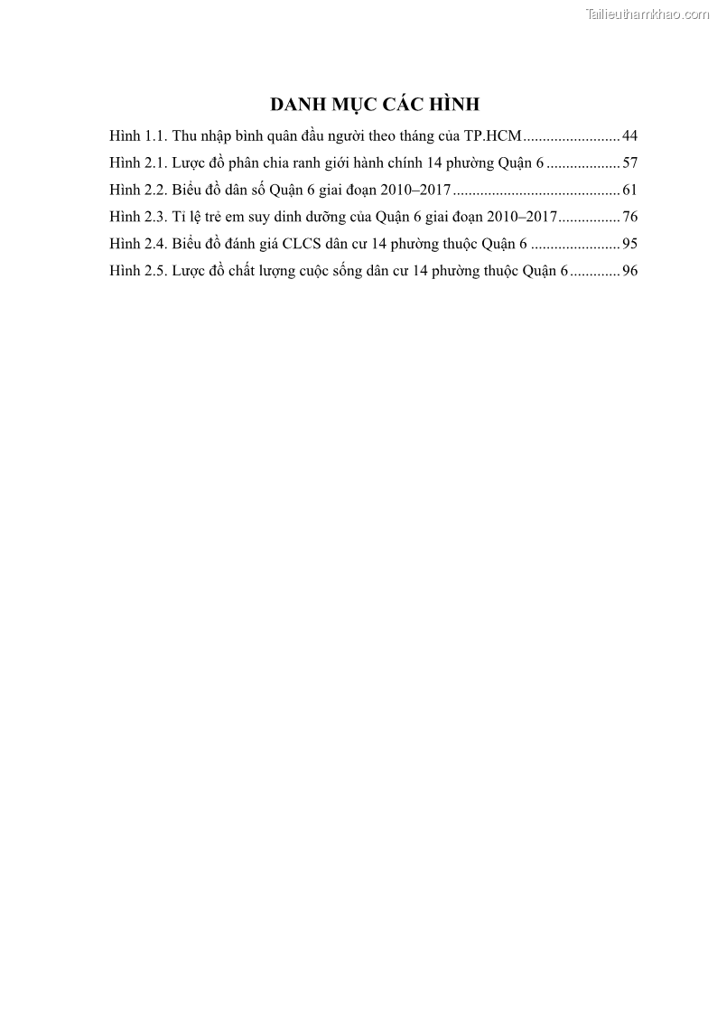 Luận văn thạc sĩ địa lý Chất lượng cuộc sống dân cư quận 6, thành phố Hồ Chí Minh - 1 Trang 10