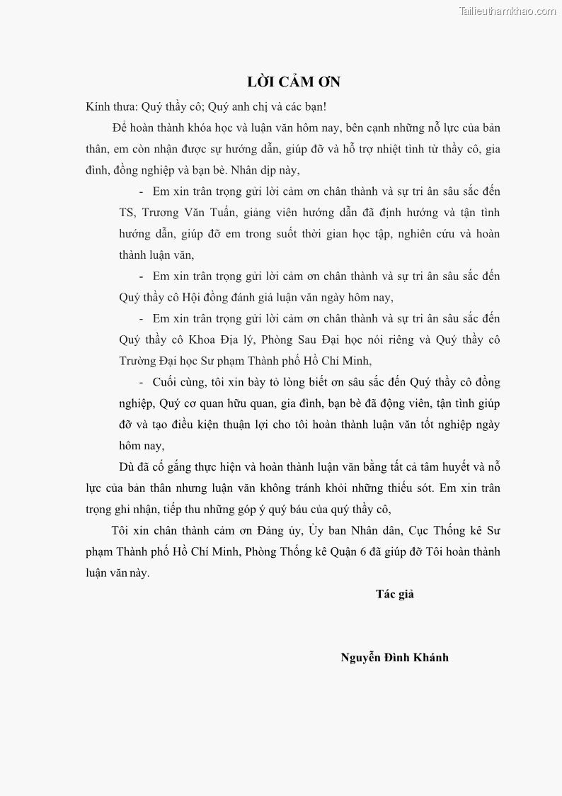 Luận văn thạc sĩ địa lý Chất lượng cuộc sống dân cư quận 6, thành phố Hồ Chí Minh - 1 Trang 4