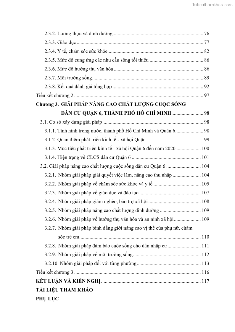 Luận văn thạc sĩ địa lý Chất lượng cuộc sống dân cư quận 6, thành phố Hồ Chí Minh - 1 Trang 6