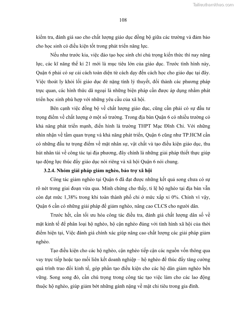 Luận văn thạc sĩ địa lý Chất lượng cuộc sống dân cư quận 6, thành phố Hồ Chí Minh - 10 Trang 118