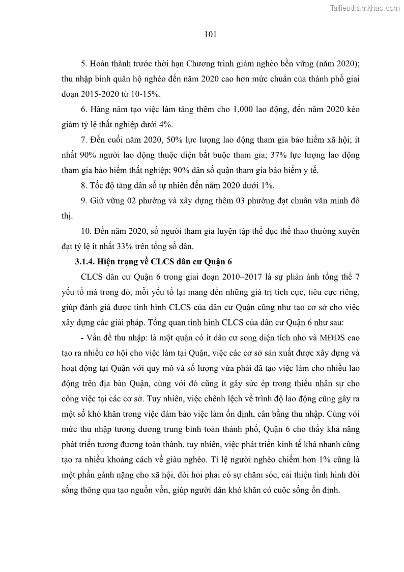 Luận văn thạc sĩ địa lý Chất lượng cuộc sống dân cư quận 6, thành phố Hồ Chí Minh - 10 Trang 111