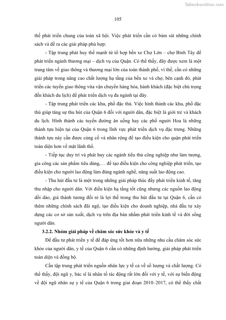 Luận văn thạc sĩ địa lý Chất lượng cuộc sống dân cư quận 6, thành phố Hồ Chí Minh - 10 Trang 115
