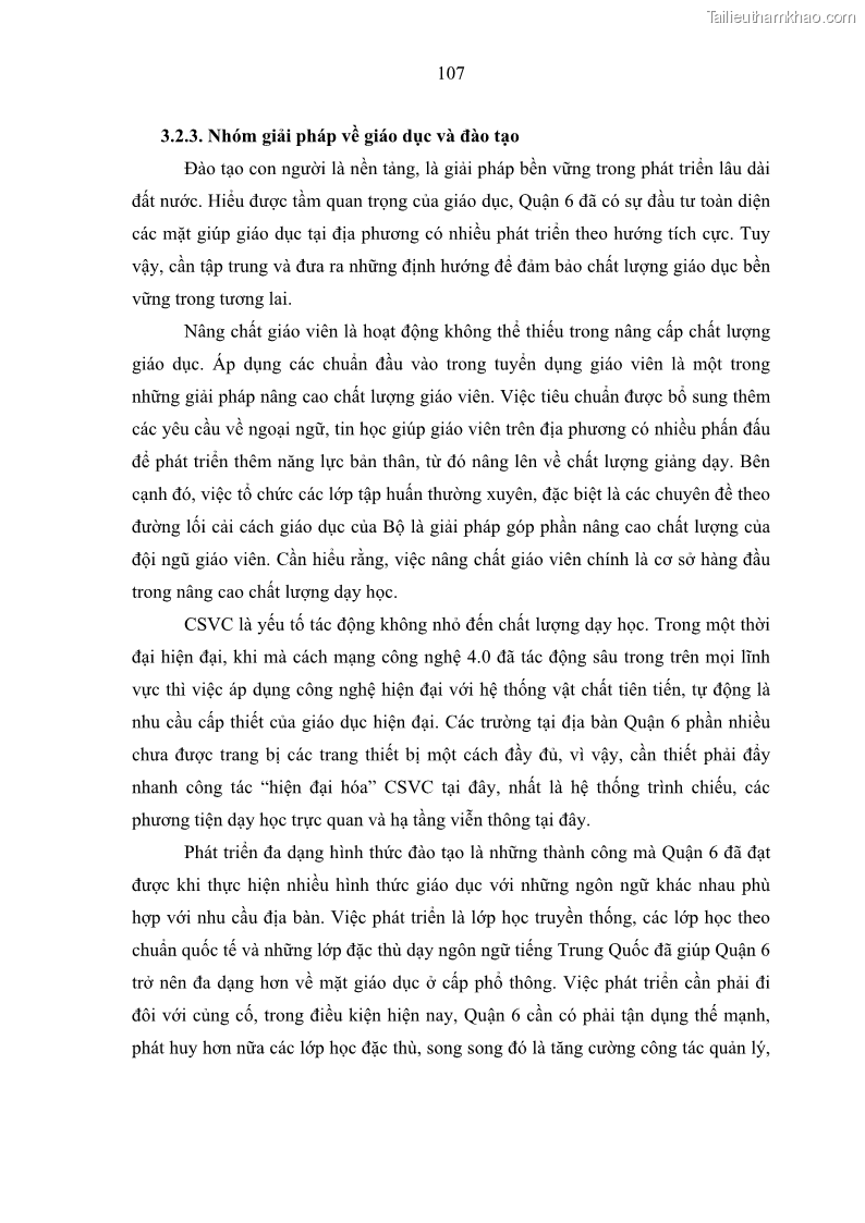 Luận văn thạc sĩ địa lý Chất lượng cuộc sống dân cư quận 6, thành phố Hồ Chí Minh - 10 Trang 117