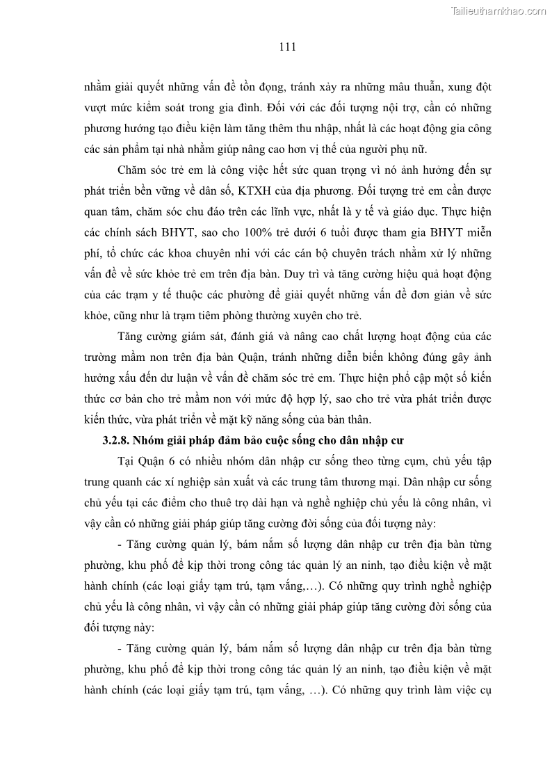 Luận văn thạc sĩ địa lý Chất lượng cuộc sống dân cư quận 6, thành phố Hồ Chí Minh - 11 Trang 121