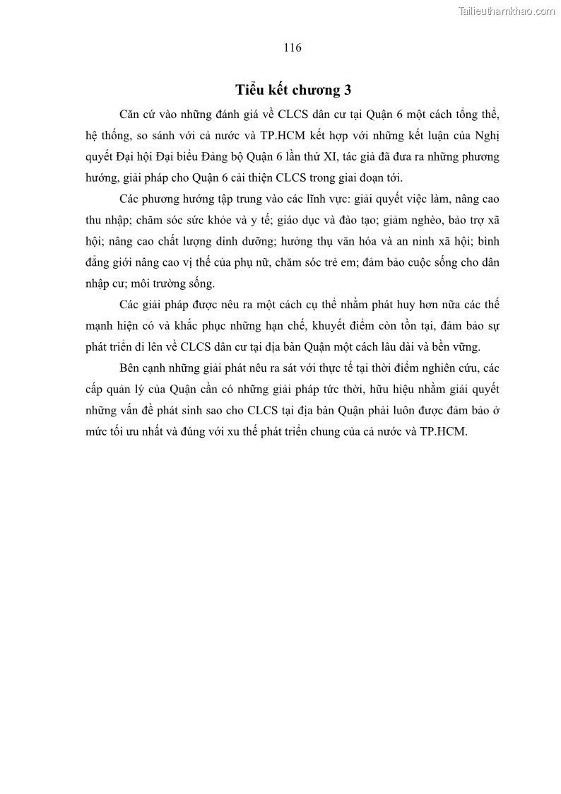 Luận văn thạc sĩ địa lý Chất lượng cuộc sống dân cư quận 6, thành phố Hồ Chí Minh - 11 Trang 126