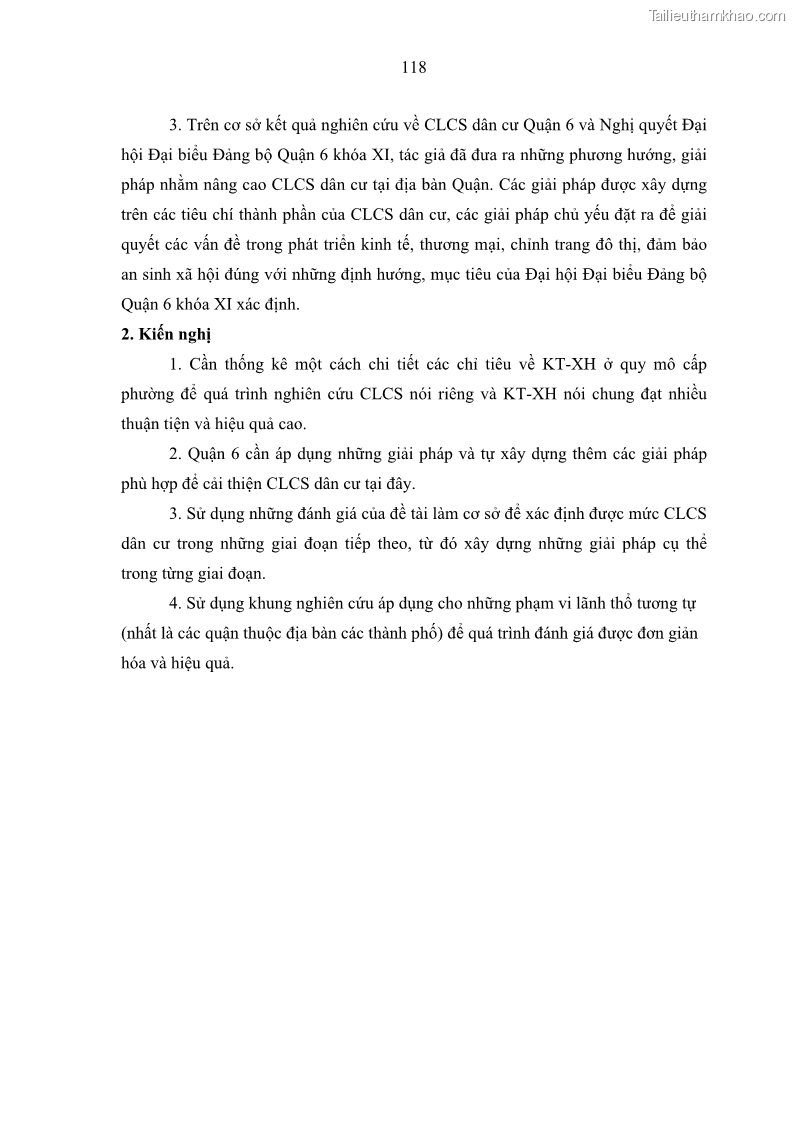 Luận văn thạc sĩ địa lý Chất lượng cuộc sống dân cư quận 6, thành phố Hồ Chí Minh - 11 Trang 128