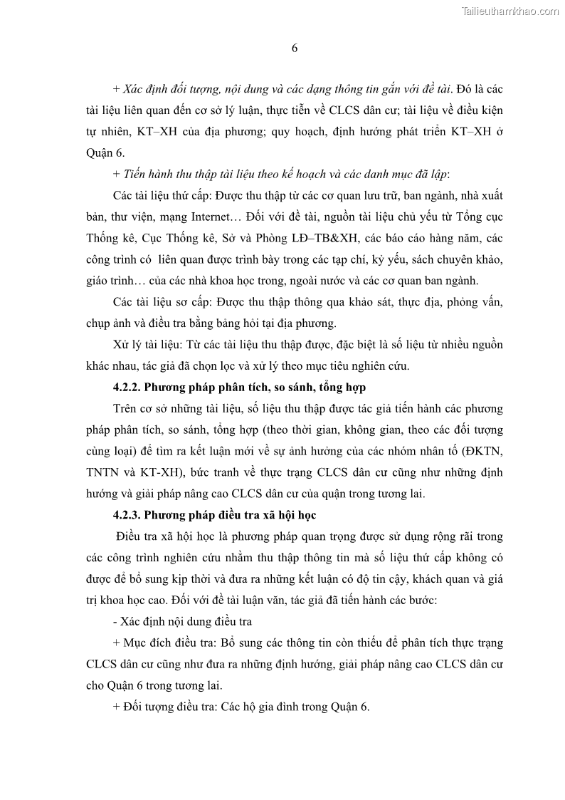 Luận văn thạc sĩ địa lý Chất lượng cuộc sống dân cư quận 6, thành phố Hồ Chí Minh - 2 Trang 16