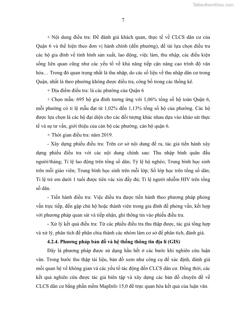 Luận văn thạc sĩ địa lý Chất lượng cuộc sống dân cư quận 6, thành phố Hồ Chí Minh - 2 Trang 17