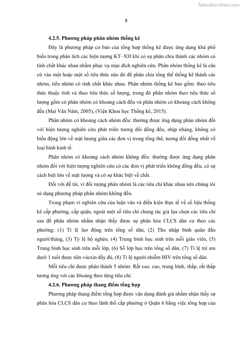 Luận văn thạc sĩ địa lý Chất lượng cuộc sống dân cư quận 6, thành phố Hồ Chí Minh - 2 Trang 18