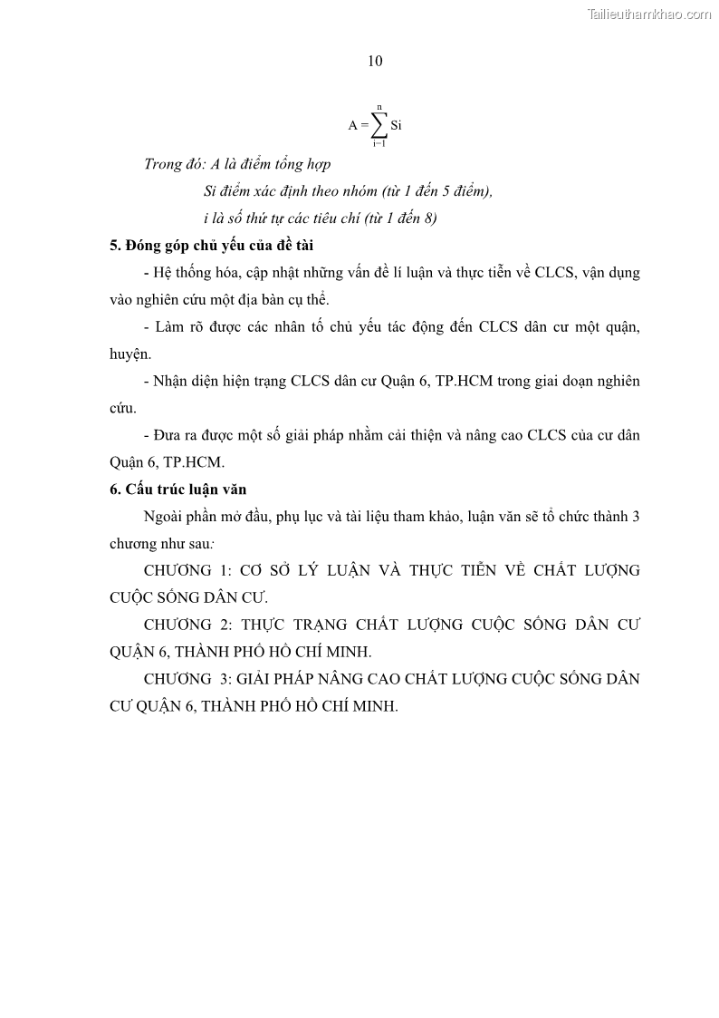 Luận văn thạc sĩ địa lý Chất lượng cuộc sống dân cư quận 6, thành phố Hồ Chí Minh - 2 Trang 20