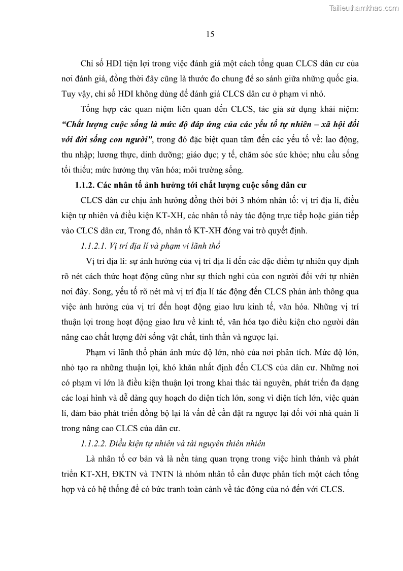 Luận văn thạc sĩ địa lý Chất lượng cuộc sống dân cư quận 6, thành phố Hồ Chí Minh - 3 Trang 25