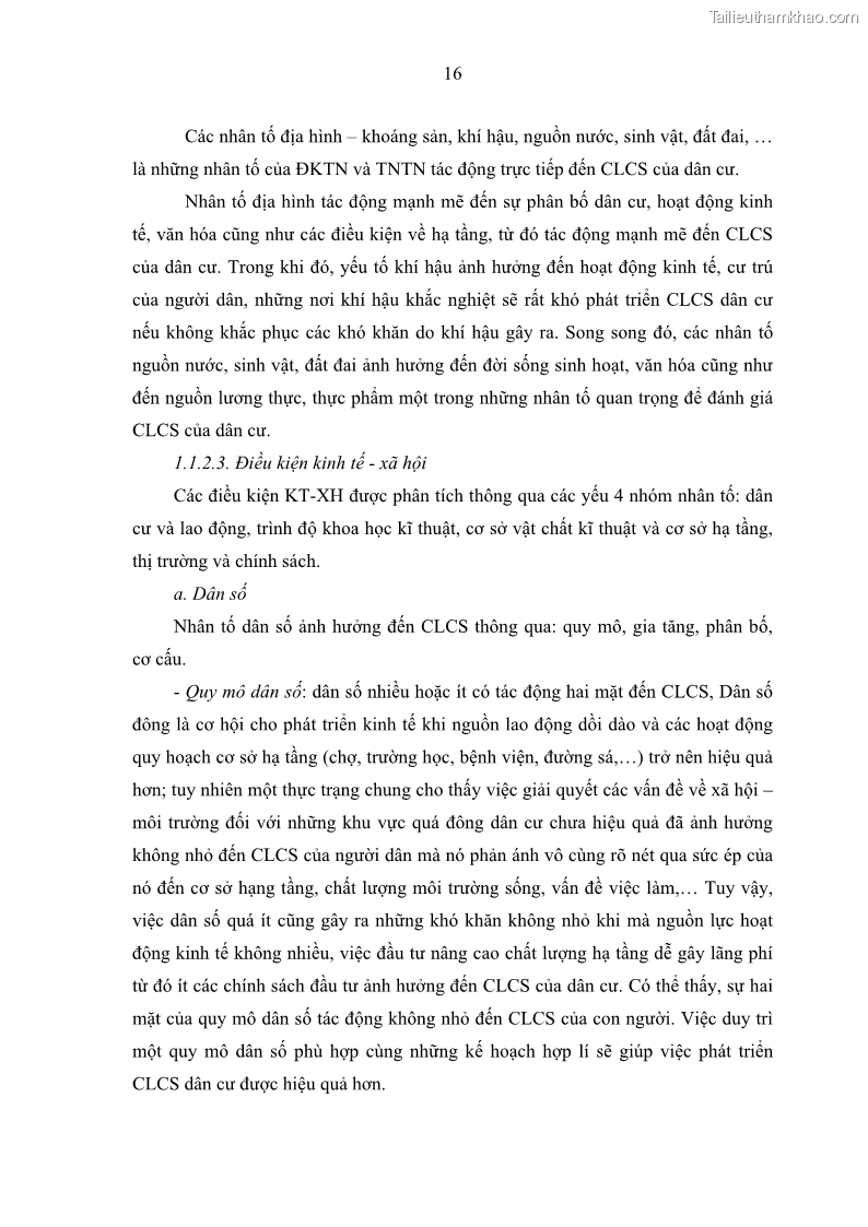 Luận văn thạc sĩ địa lý Chất lượng cuộc sống dân cư quận 6, thành phố Hồ Chí Minh - 3 Trang 26