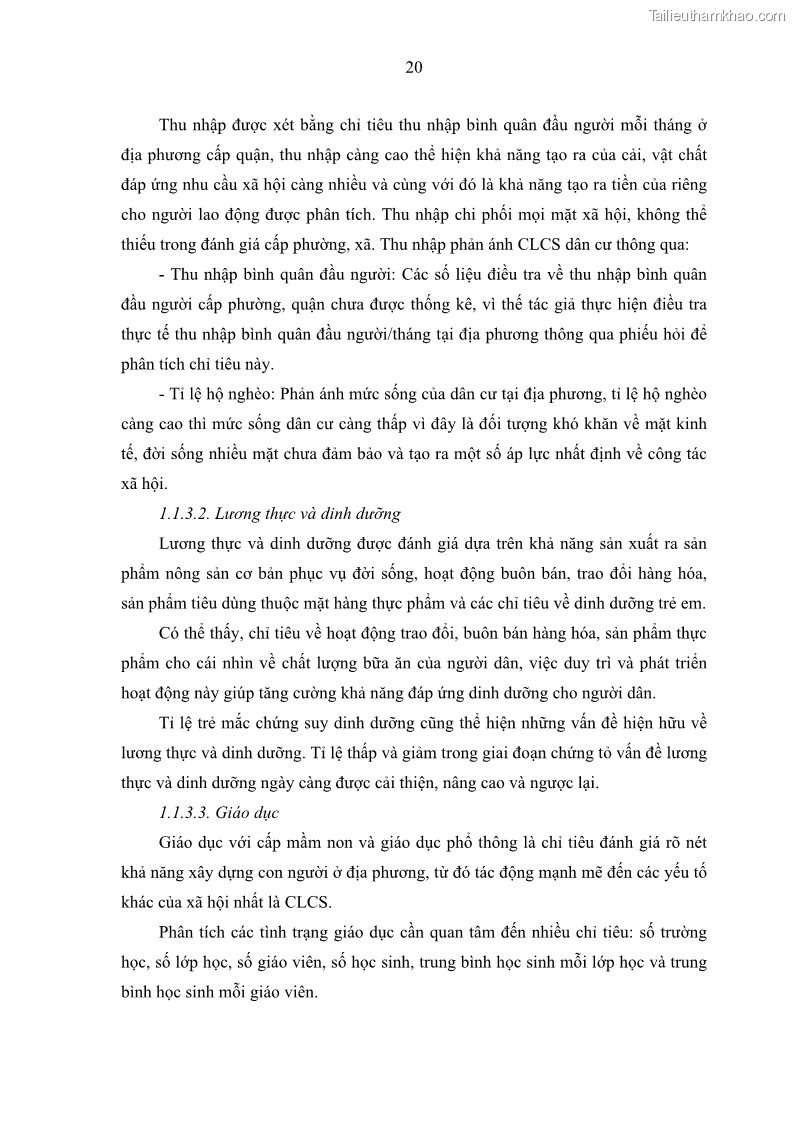 Luận văn thạc sĩ địa lý Chất lượng cuộc sống dân cư quận 6, thành phố Hồ Chí Minh - 3 Trang 30