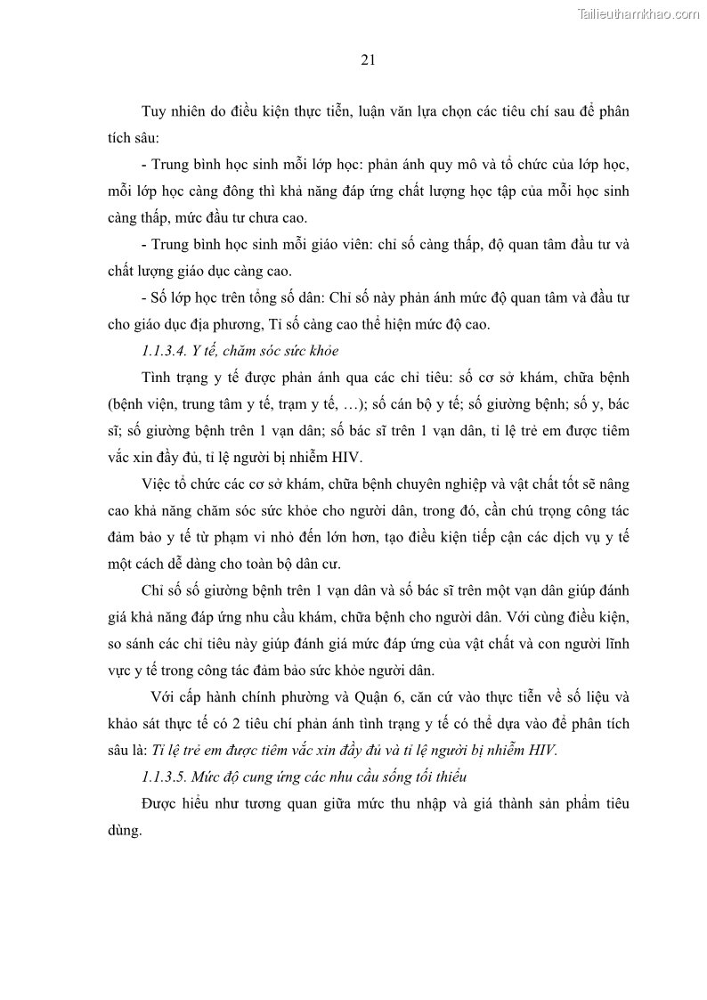 Luận văn thạc sĩ địa lý Chất lượng cuộc sống dân cư quận 6, thành phố Hồ Chí Minh - 3 Trang 31