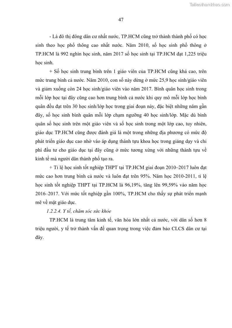 Luận văn thạc sĩ địa lý Chất lượng cuộc sống dân cư quận 6, thành phố Hồ Chí Minh - 5 Trang 57