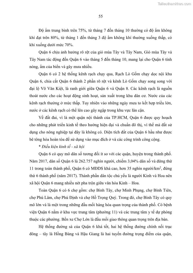 Luận văn thạc sĩ địa lý Chất lượng cuộc sống dân cư quận 6, thành phố Hồ Chí Minh - 6 Trang 65