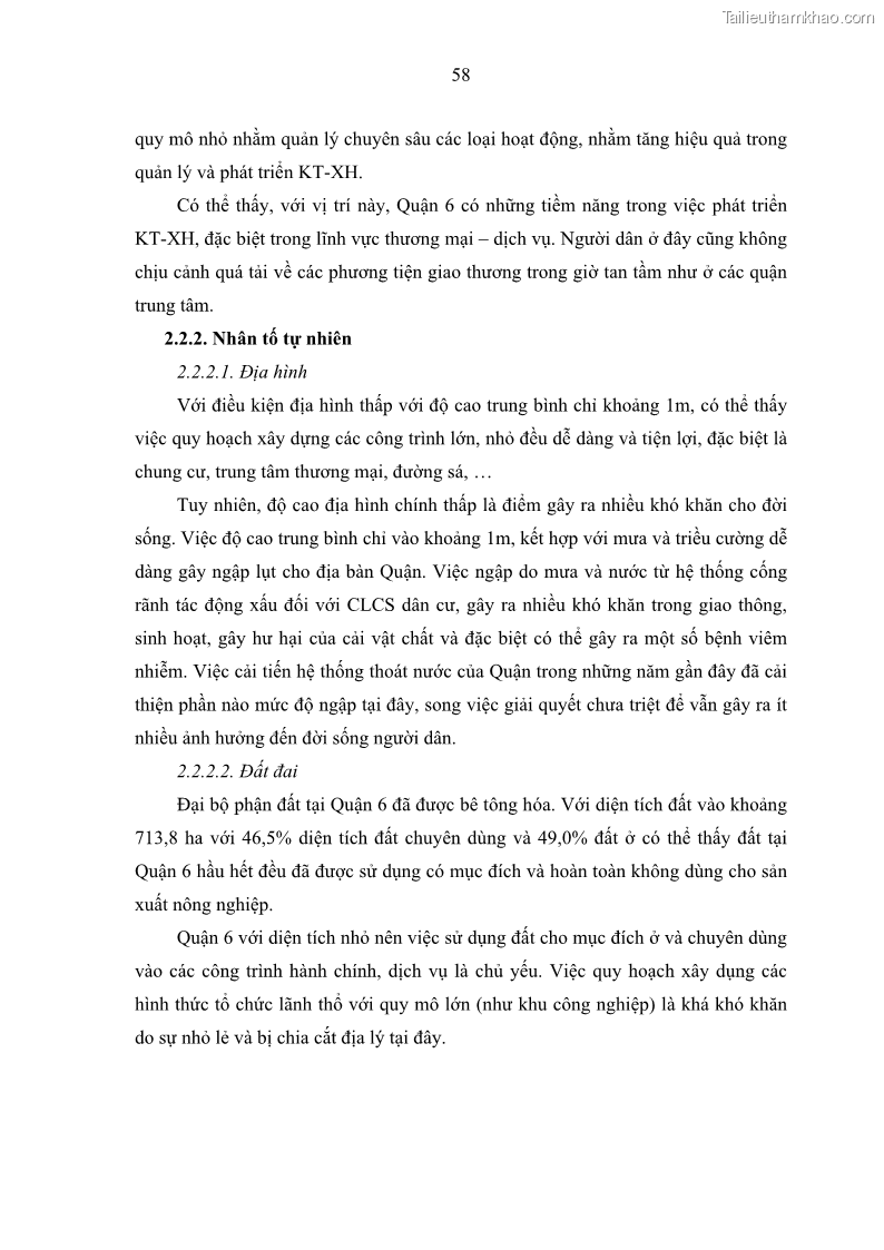 Luận văn thạc sĩ địa lý Chất lượng cuộc sống dân cư quận 6, thành phố Hồ Chí Minh - 6 Trang 68