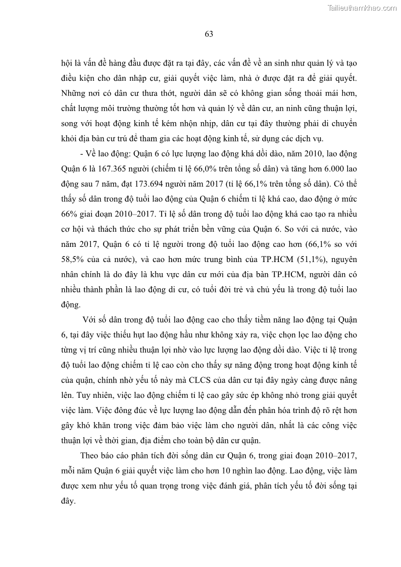 Luận văn thạc sĩ địa lý Chất lượng cuộc sống dân cư quận 6, thành phố Hồ Chí Minh - 7 Trang 73