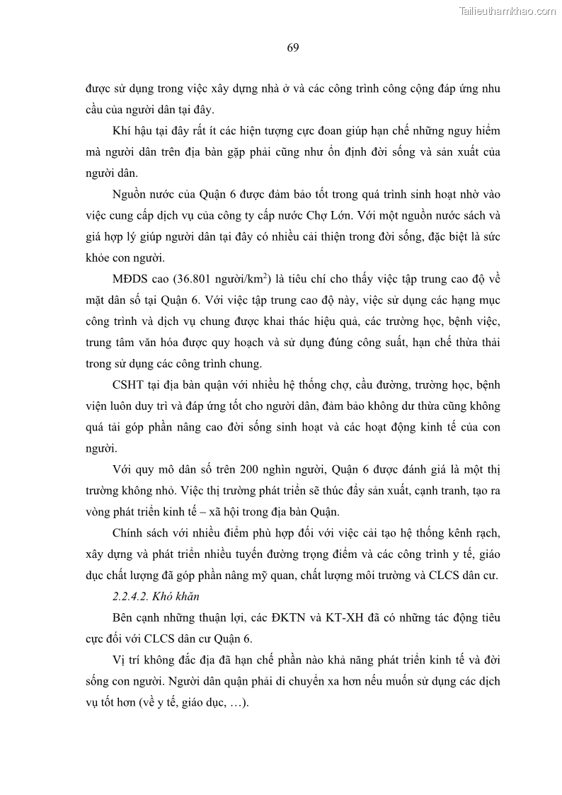 Luận văn thạc sĩ địa lý Chất lượng cuộc sống dân cư quận 6, thành phố Hồ Chí Minh - 7 Trang 79