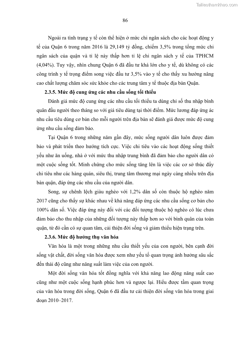 Luận văn thạc sĩ địa lý Chất lượng cuộc sống dân cư quận 6, thành phố Hồ Chí Minh - 8 Trang 96