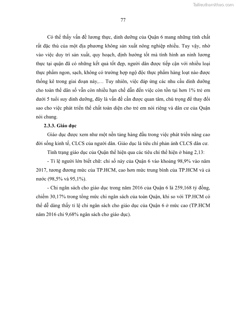 Luận văn thạc sĩ địa lý Chất lượng cuộc sống dân cư quận 6, thành phố Hồ Chí Minh - 8 Trang 87