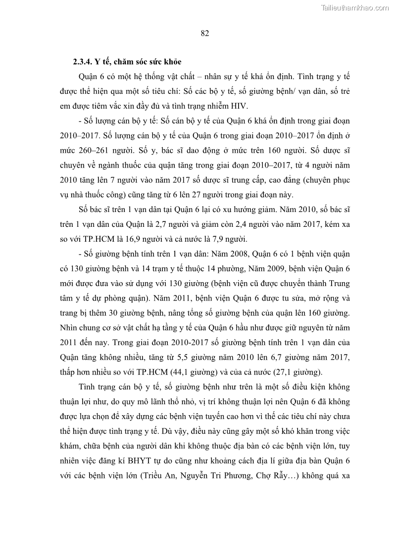 Luận văn thạc sĩ địa lý Chất lượng cuộc sống dân cư quận 6, thành phố Hồ Chí Minh - 8 Trang 92