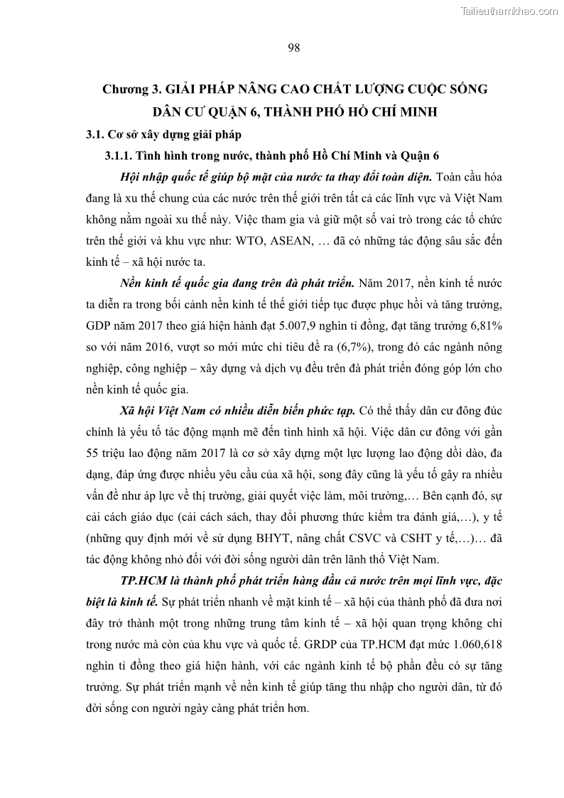 Luận văn thạc sĩ địa lý Chất lượng cuộc sống dân cư quận 6, thành phố Hồ Chí Minh - 9 Trang 108