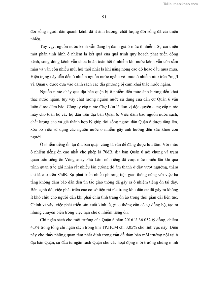 Luận văn thạc sĩ địa lý Chất lượng cuộc sống dân cư quận 6, thành phố Hồ Chí Minh - 9 Trang 101