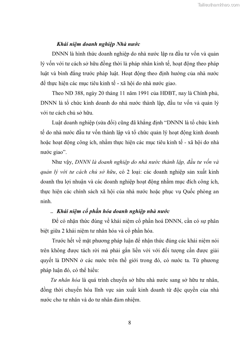 Luận văn thạc sĩ khoa học kinh tế Cổ phần hóa doanh nghiệp nhà nước của Thanh Hóa - 1 Trang 12