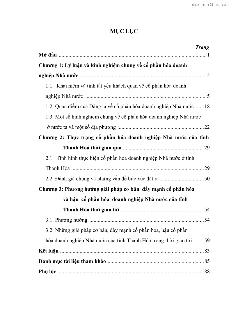 Luận văn thạc sĩ khoa học kinh tế Cổ phần hóa doanh nghiệp nhà nước của Thanh Hóa - 1 Trang 4