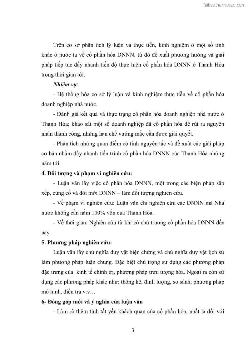Luận văn thạc sĩ khoa học kinh tế Cổ phần hóa doanh nghiệp nhà nước của Thanh Hóa - 1 Trang 7