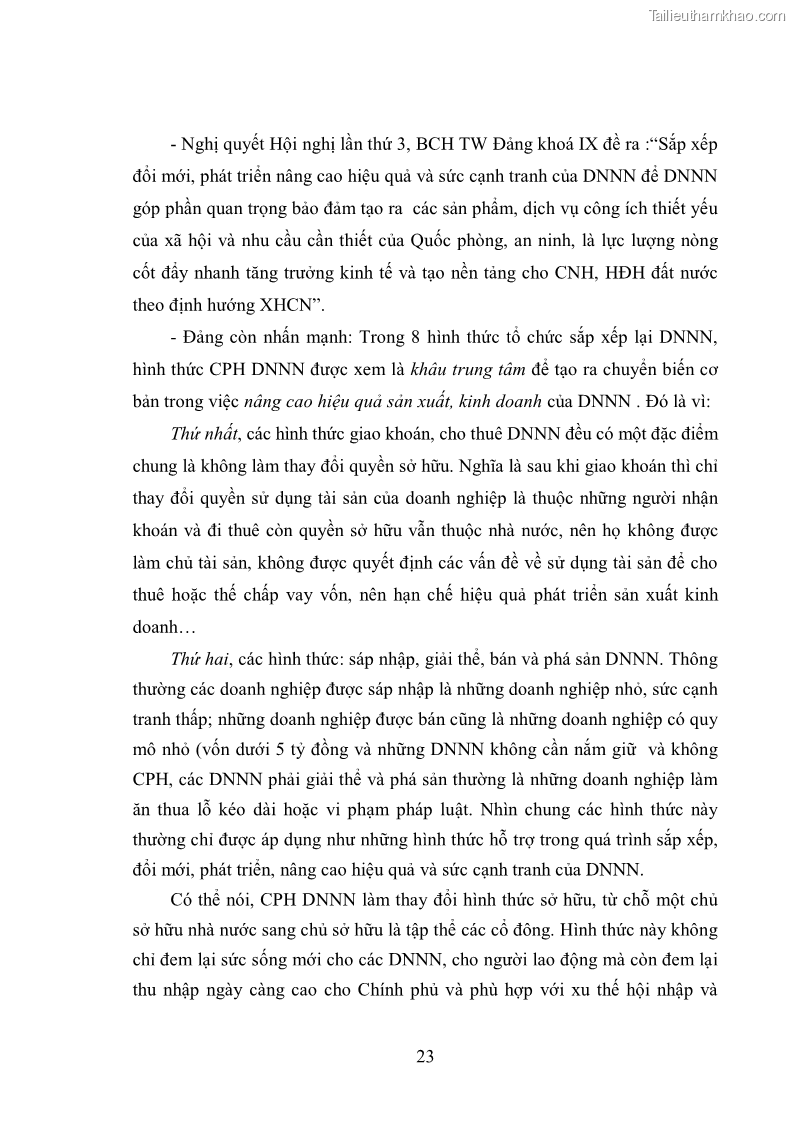 Luận văn thạc sĩ khoa học kinh tế Cổ phần hóa doanh nghiệp nhà nước của Thanh Hóa - 3 Trang 27