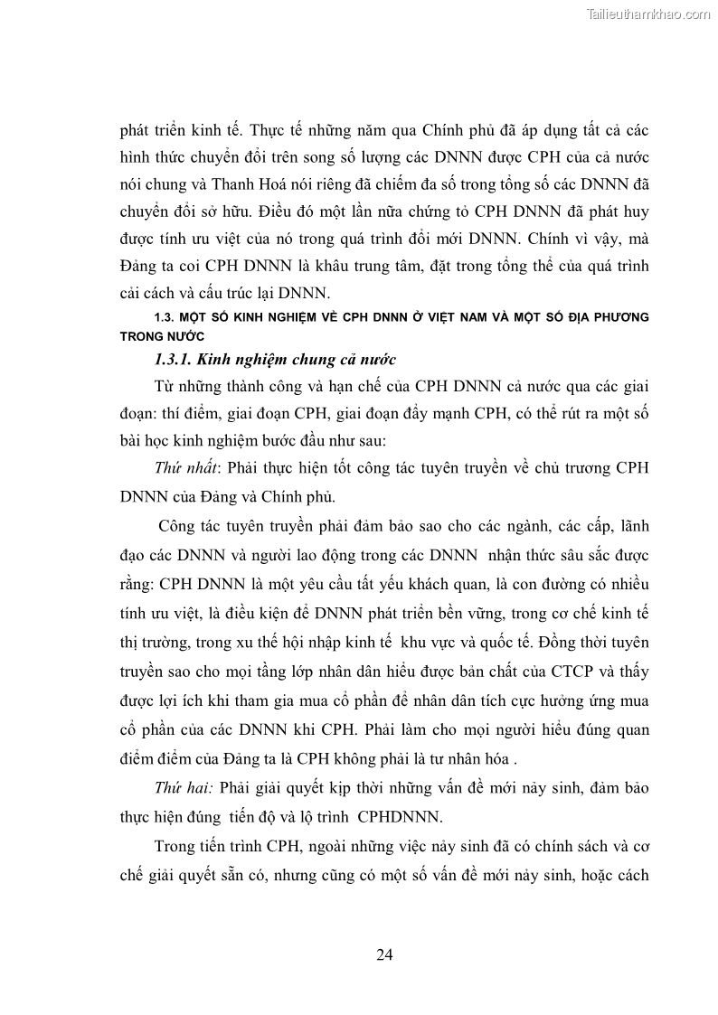 Luận văn thạc sĩ khoa học kinh tế Cổ phần hóa doanh nghiệp nhà nước của Thanh Hóa - 3 Trang 28