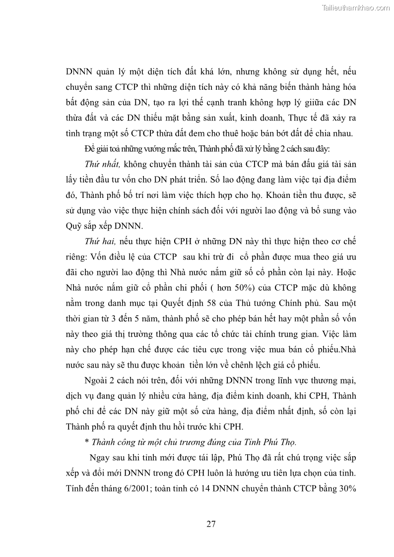 Luận văn thạc sĩ khoa học kinh tế Cổ phần hóa doanh nghiệp nhà nước của Thanh Hóa - 3 Trang 31