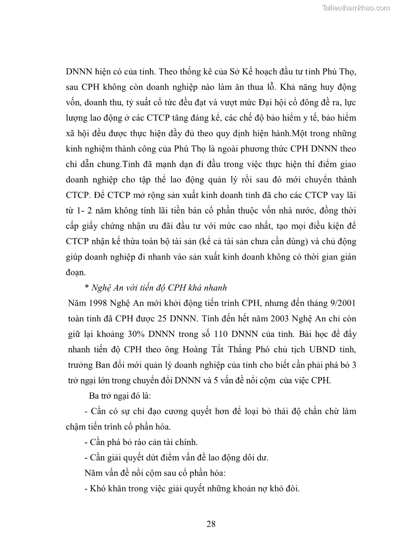 Luận văn thạc sĩ khoa học kinh tế Cổ phần hóa doanh nghiệp nhà nước của Thanh Hóa - 3 Trang 32