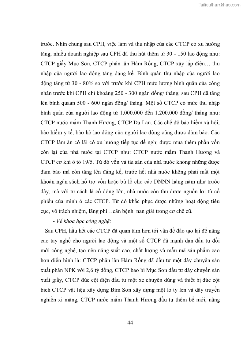 Luận văn thạc sĩ khoa học kinh tế Cổ phần hóa doanh nghiệp nhà nước của Thanh Hóa - 4 Trang 48