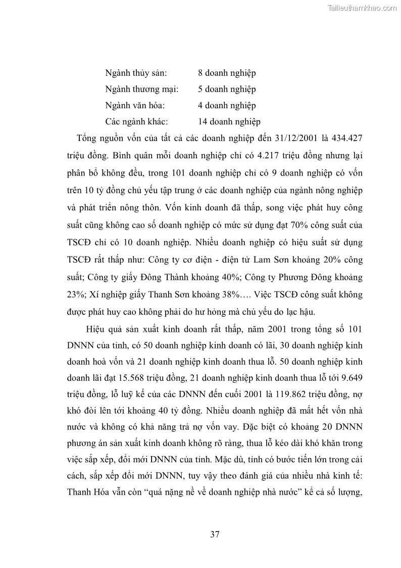 Luận văn thạc sĩ khoa học kinh tế Cổ phần hóa doanh nghiệp nhà nước của Thanh Hóa - 4 Trang 41