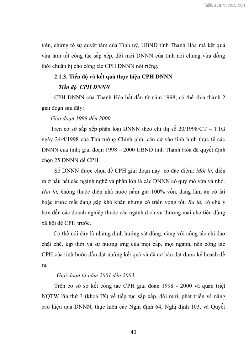 Luận văn thạc sĩ khoa học kinh tế Cổ phần hóa doanh nghiệp nhà nước của Thanh Hóa - 4 Trang 44