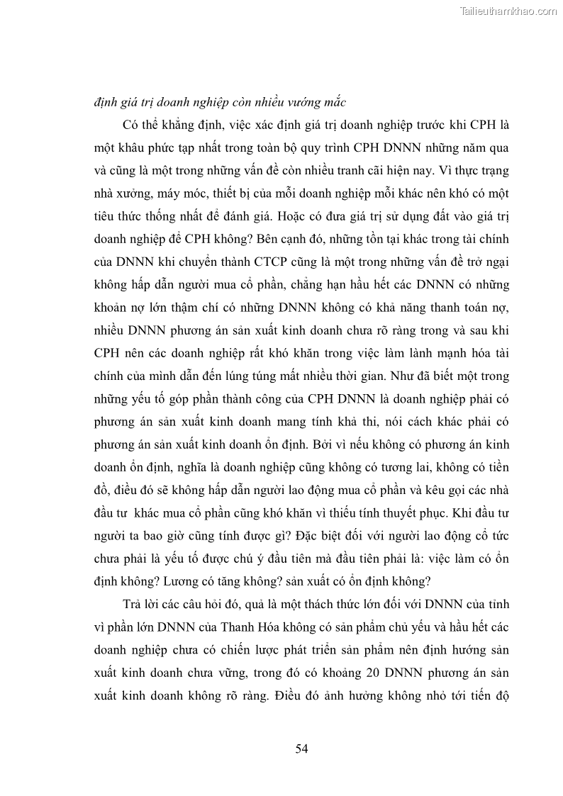 Luận văn thạc sĩ khoa học kinh tế Cổ phần hóa doanh nghiệp nhà nước của Thanh Hóa - 5 Trang 58