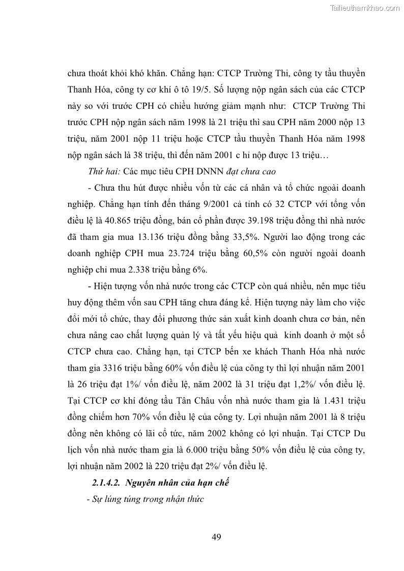 Luận văn thạc sĩ khoa học kinh tế Cổ phần hóa doanh nghiệp nhà nước của Thanh Hóa - 5 Trang 53