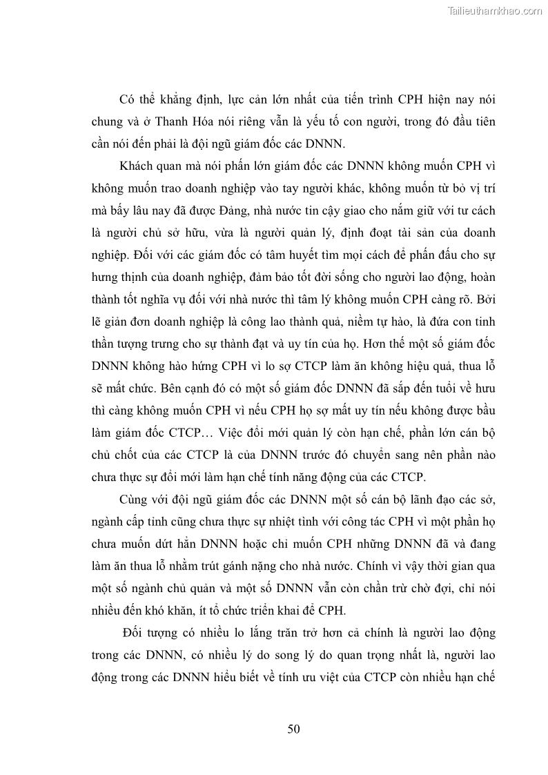 Luận văn thạc sĩ khoa học kinh tế Cổ phần hóa doanh nghiệp nhà nước của Thanh Hóa - 5 Trang 54