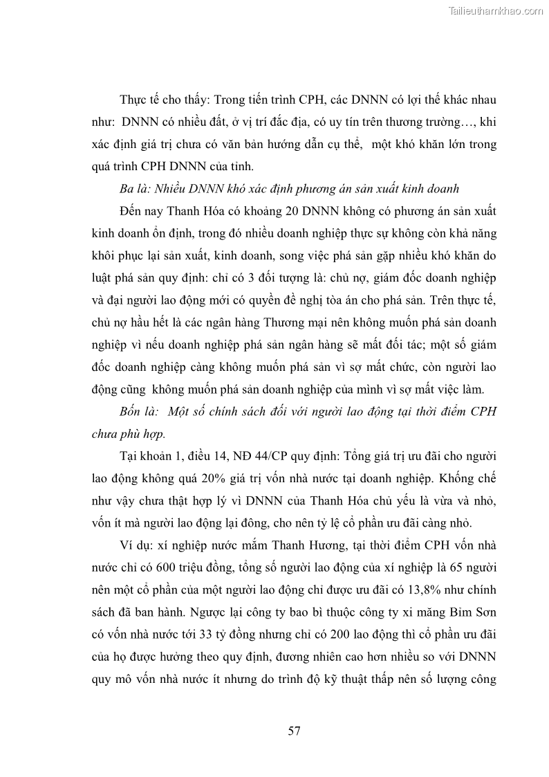 Luận văn thạc sĩ khoa học kinh tế Cổ phần hóa doanh nghiệp nhà nước của Thanh Hóa - 6 Trang 61