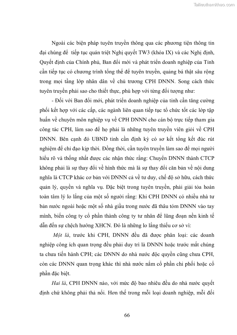 Luận văn thạc sĩ khoa học kinh tế Cổ phần hóa doanh nghiệp nhà nước của Thanh Hóa - 6 Trang 70