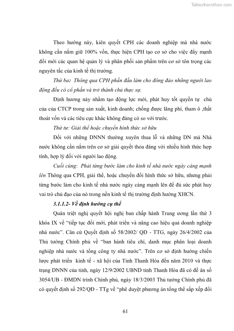 Luận văn thạc sĩ khoa học kinh tế Cổ phần hóa doanh nghiệp nhà nước của Thanh Hóa - 6 Trang 65